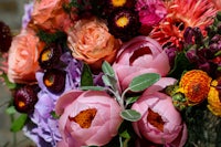 a close up of a bouquet of flowers